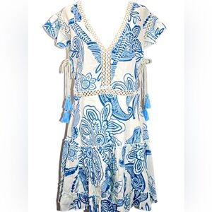 Blue and White Floral Dress